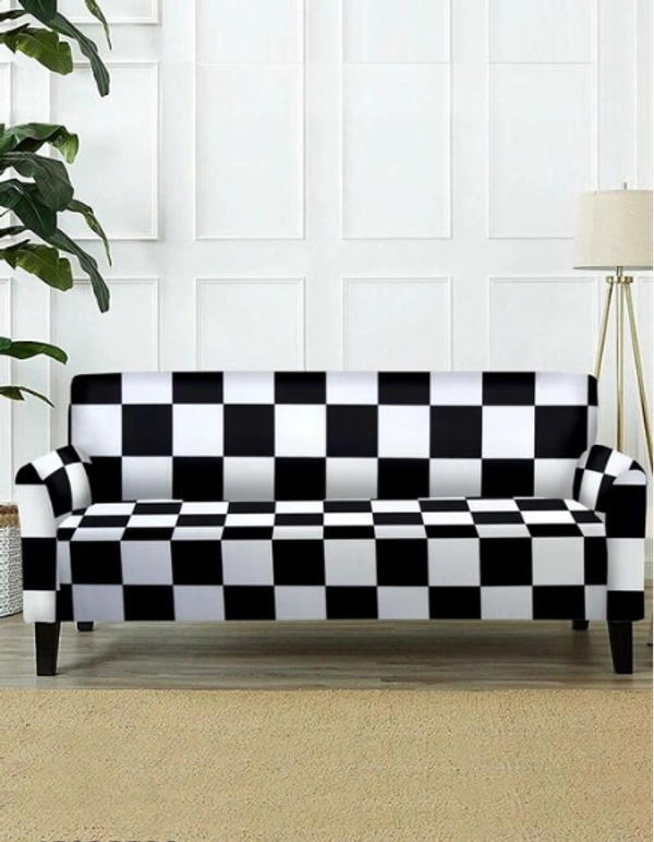 High density stretch fabric with elastic corners provides a perfect wrinkle free fitting as the 2 Seater cover - Black & White, Polyster, Multipack 1, 2 Seater